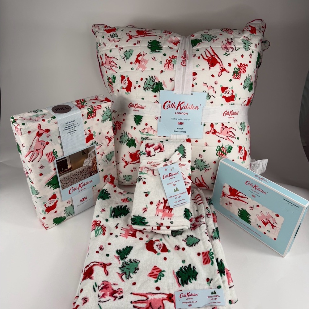 Cath Kidston Ditsy Deer Pink 12 PC Christmas Bundle ~ Precious NWT ~ Full
